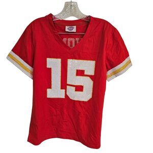 Sparkle City Chiefs Mahomes Jersey Kansas City Women Football Sequin Shirt Sz L